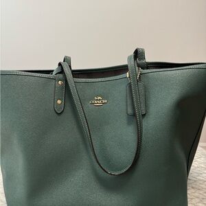 Coach Dark Green Leather Tote